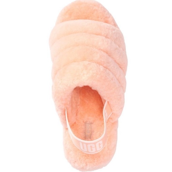Ugg Fluffy Peachy Pink Shearling Slides - Picture 2 of 9